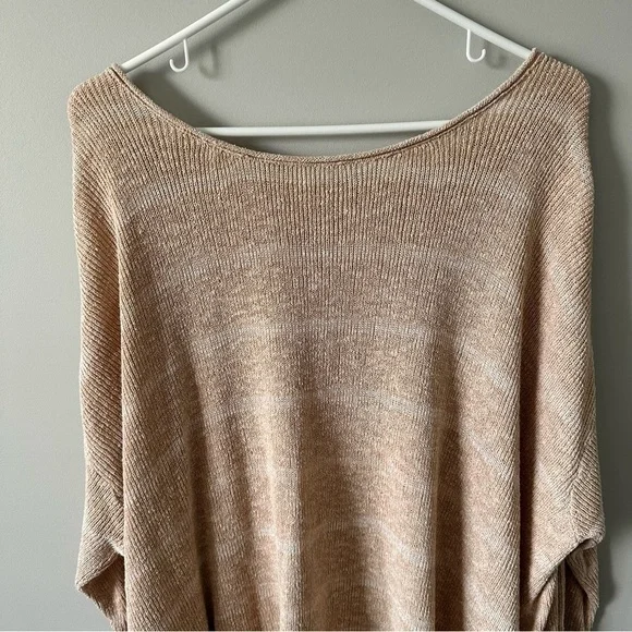 Free People Shipping News Oversized Tunic Sweater Women L Beige Tan Cozy Beachy - Picture 2 of 15